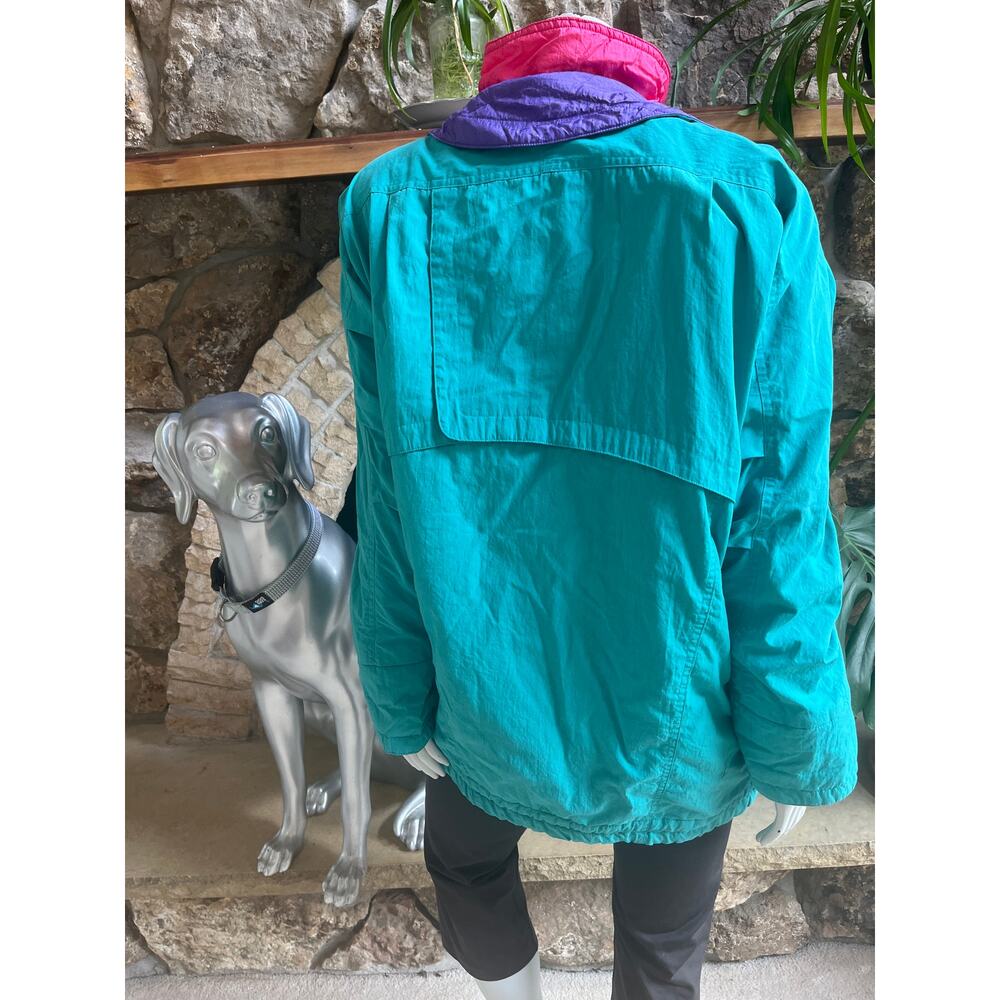Vintage Fleet St Ltd 80's Full Zip Ski Jacket Multi Color Teal Purple Pink SZ L - Picture 4 of 8